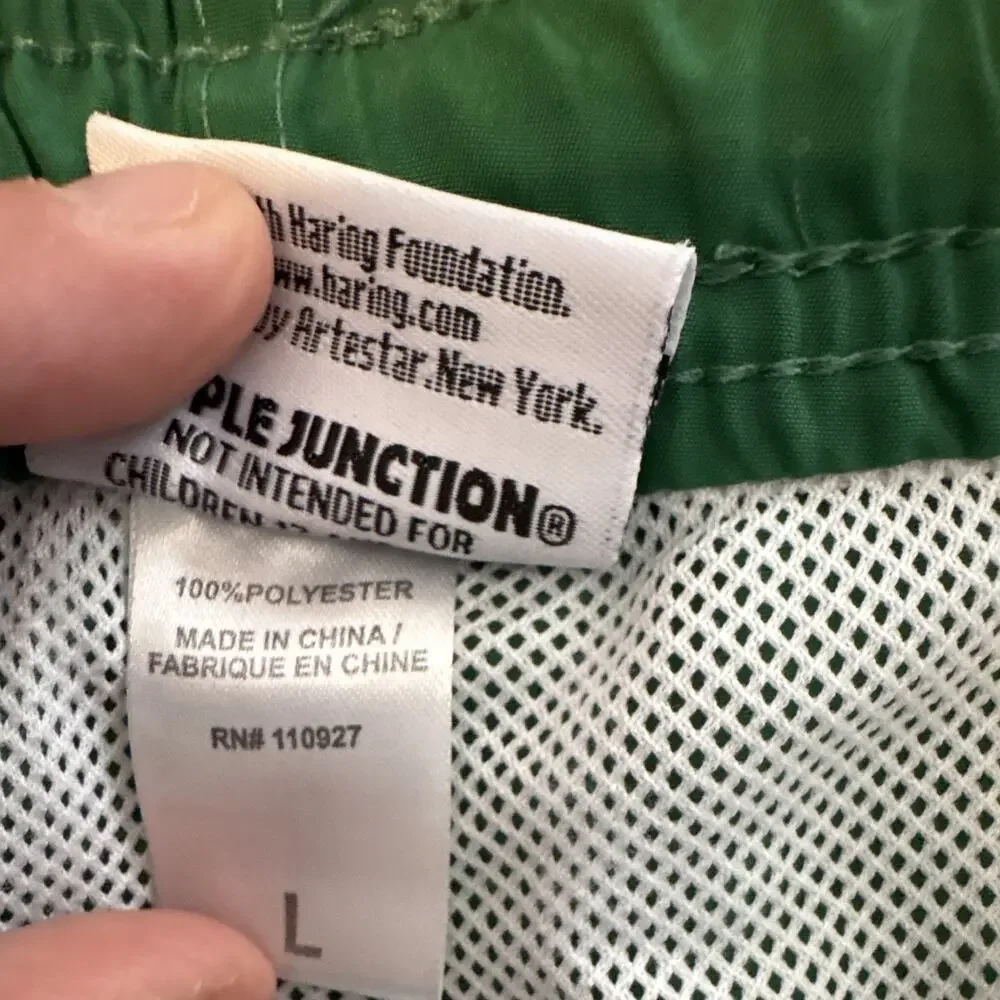 Keith Haring Ripple Junction Green Graphic Print Swim Shorts Men’s Size L